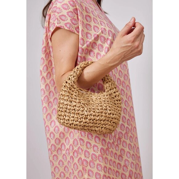 Hat Attack Micro Mini Slouch Bag in Toast New Womens Straw Beach Purse - Picture 14 of 14